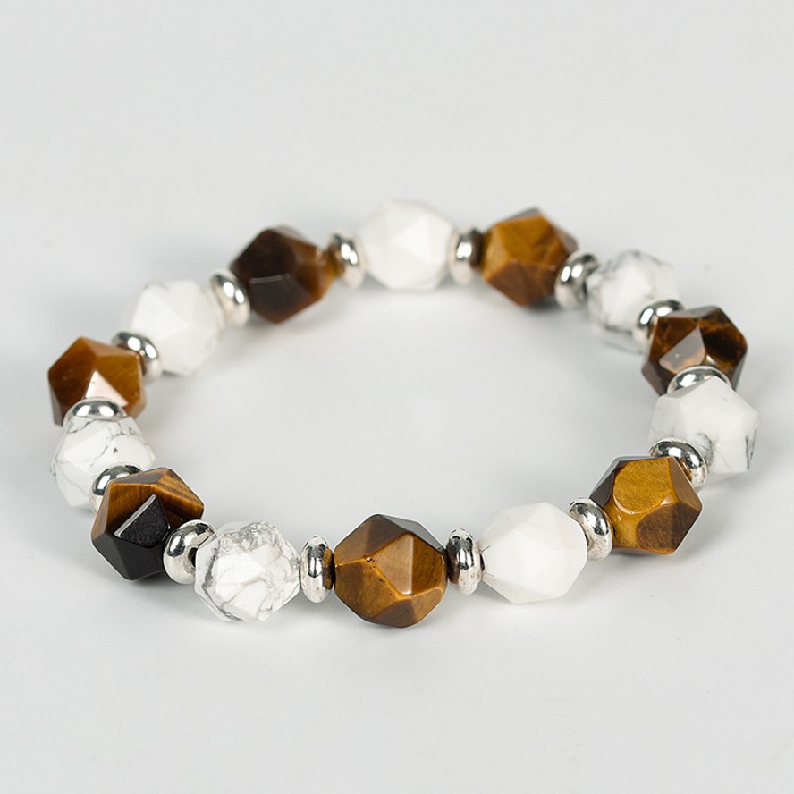 Faceted Bead Crystal Natural Stone Bracelet